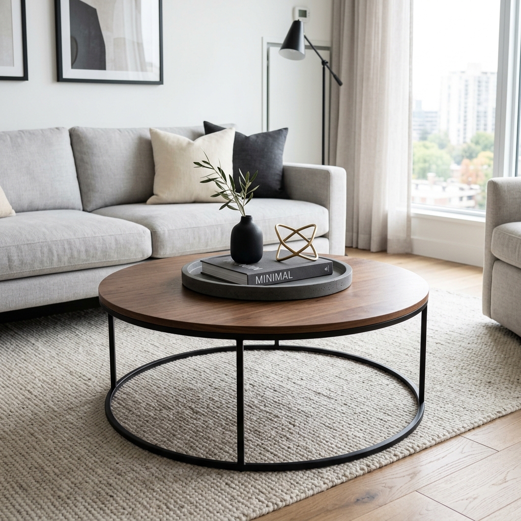 Minimalist round coffee table styling ideas for modern contemporary apartments